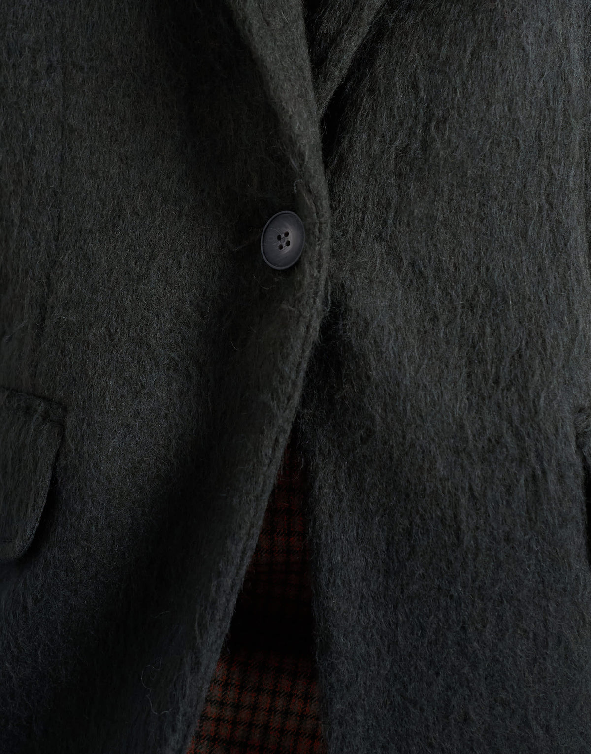 Topshop longline brushed one button blazer coat with wool in khaki