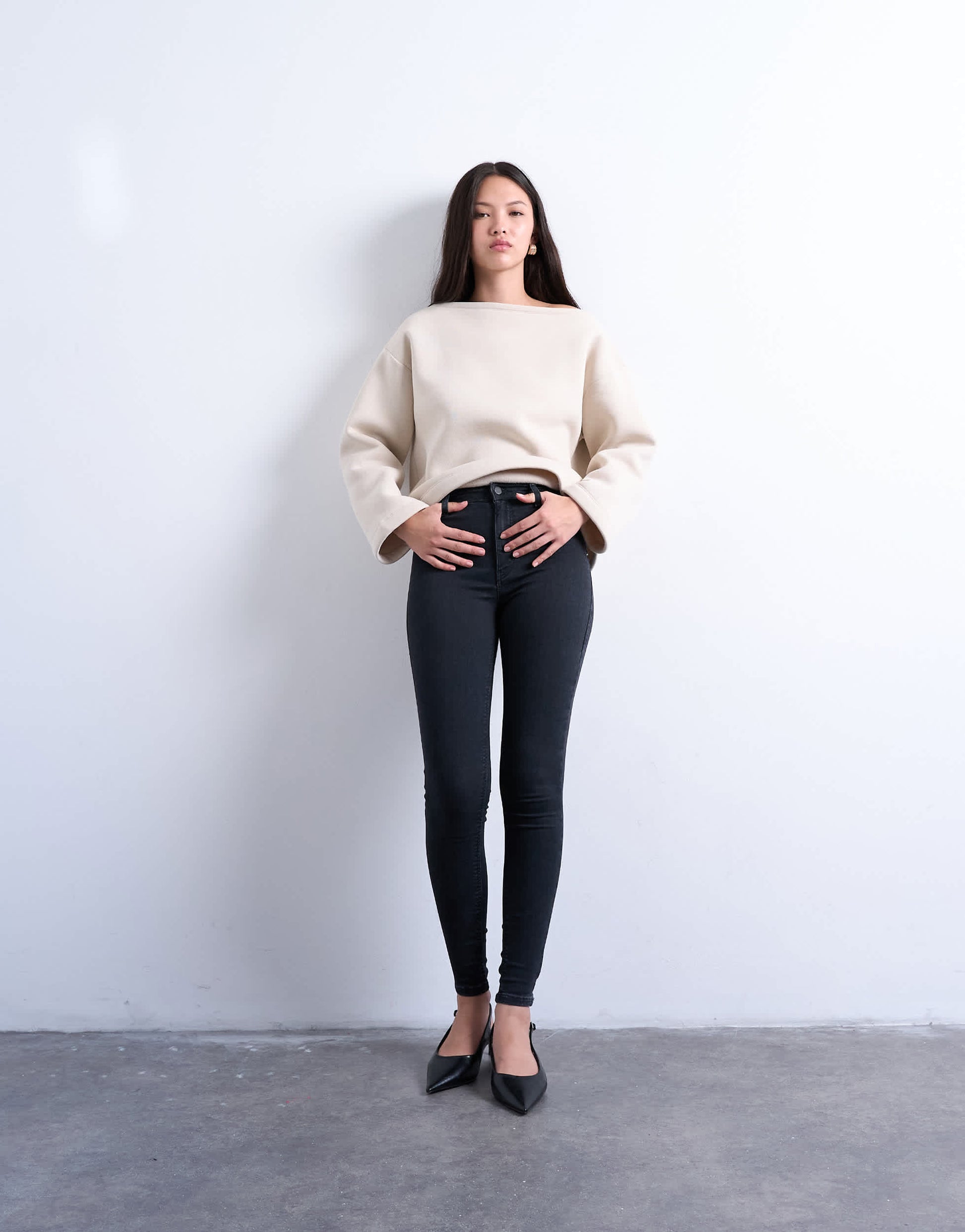 Topshop Joni high rise super skinny jean in washed black