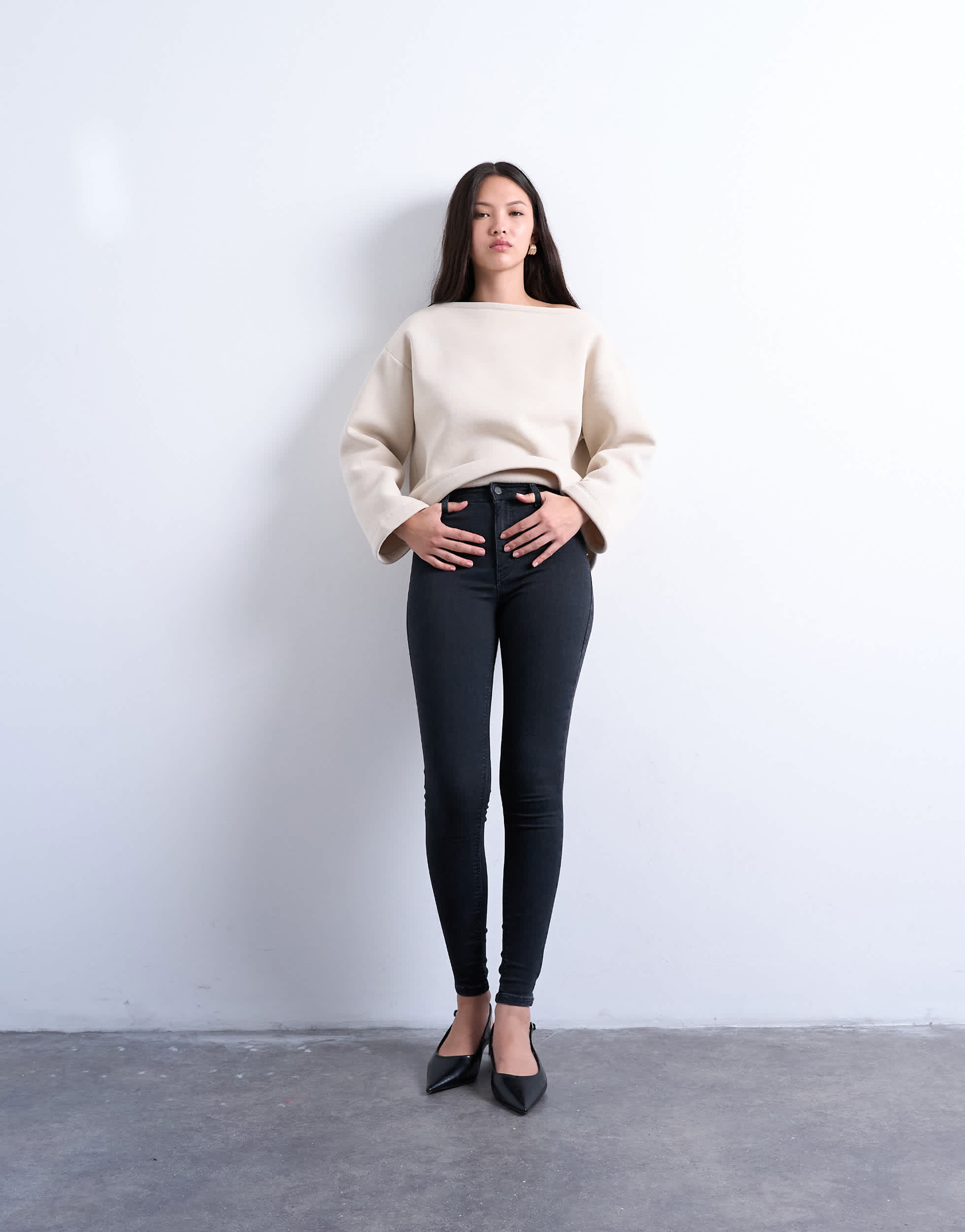 Topshop Joni high rise super skinny jean in washed black