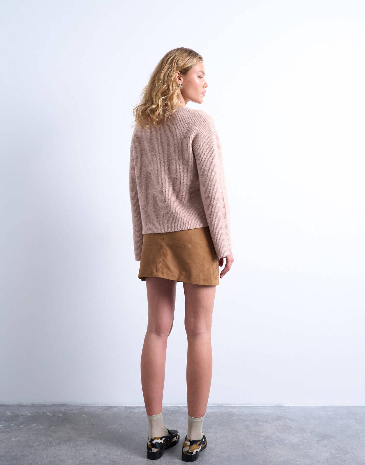 Topshop knitted easy ribbed relaxed cardigan in oat
