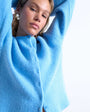 Topshop knitted easy ribbed relaxed cardigan in blue