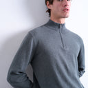 Topman — Col montant zippé en maille - Anthracite