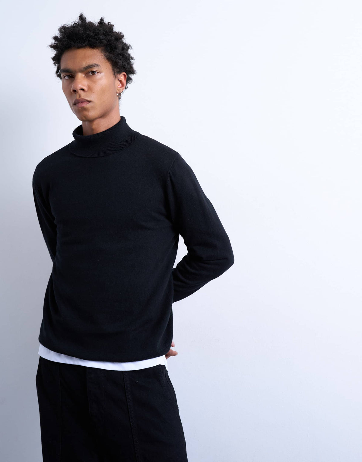 Topman essential knitted roll neck in black