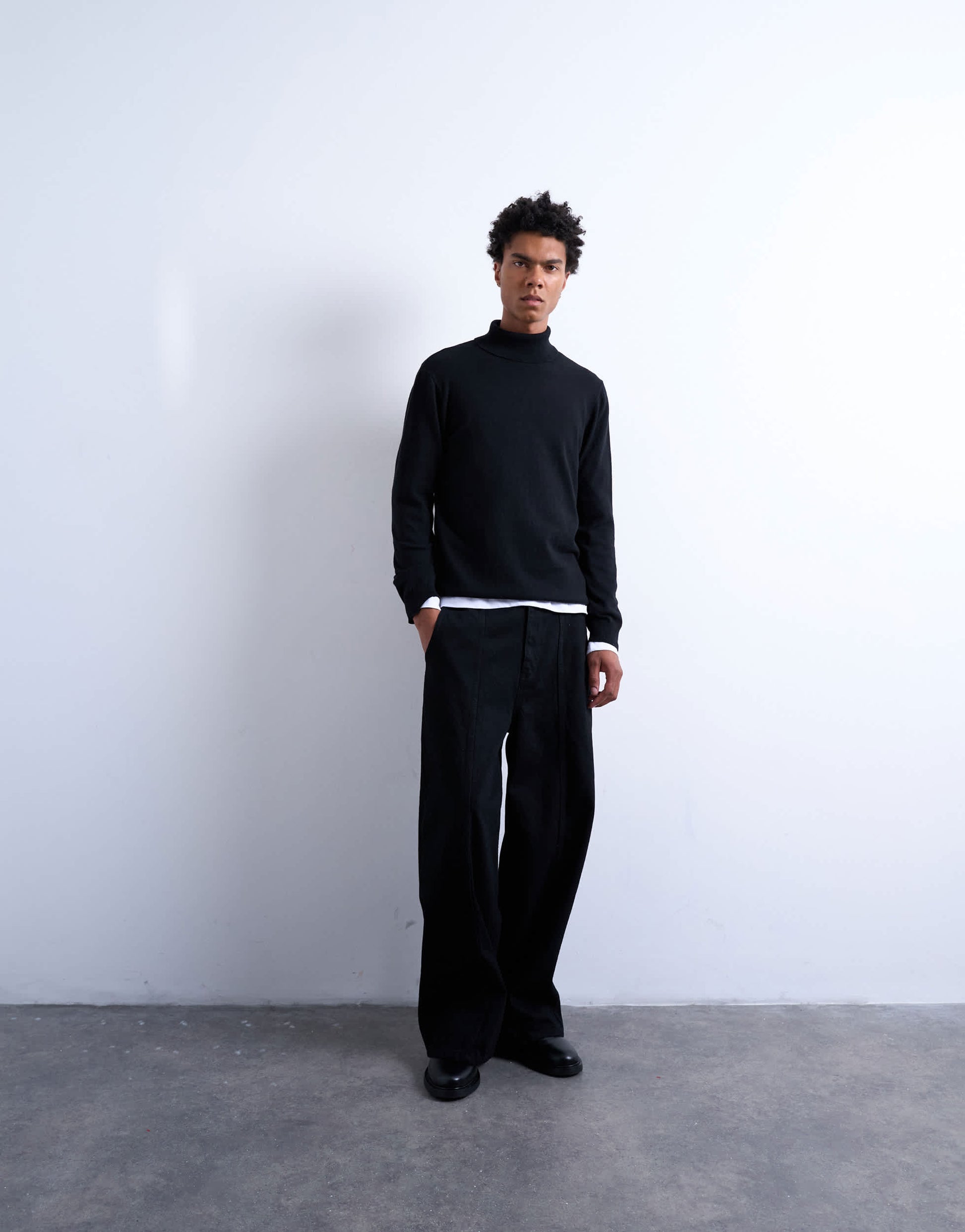 Topman essential knitted roll neck in black
