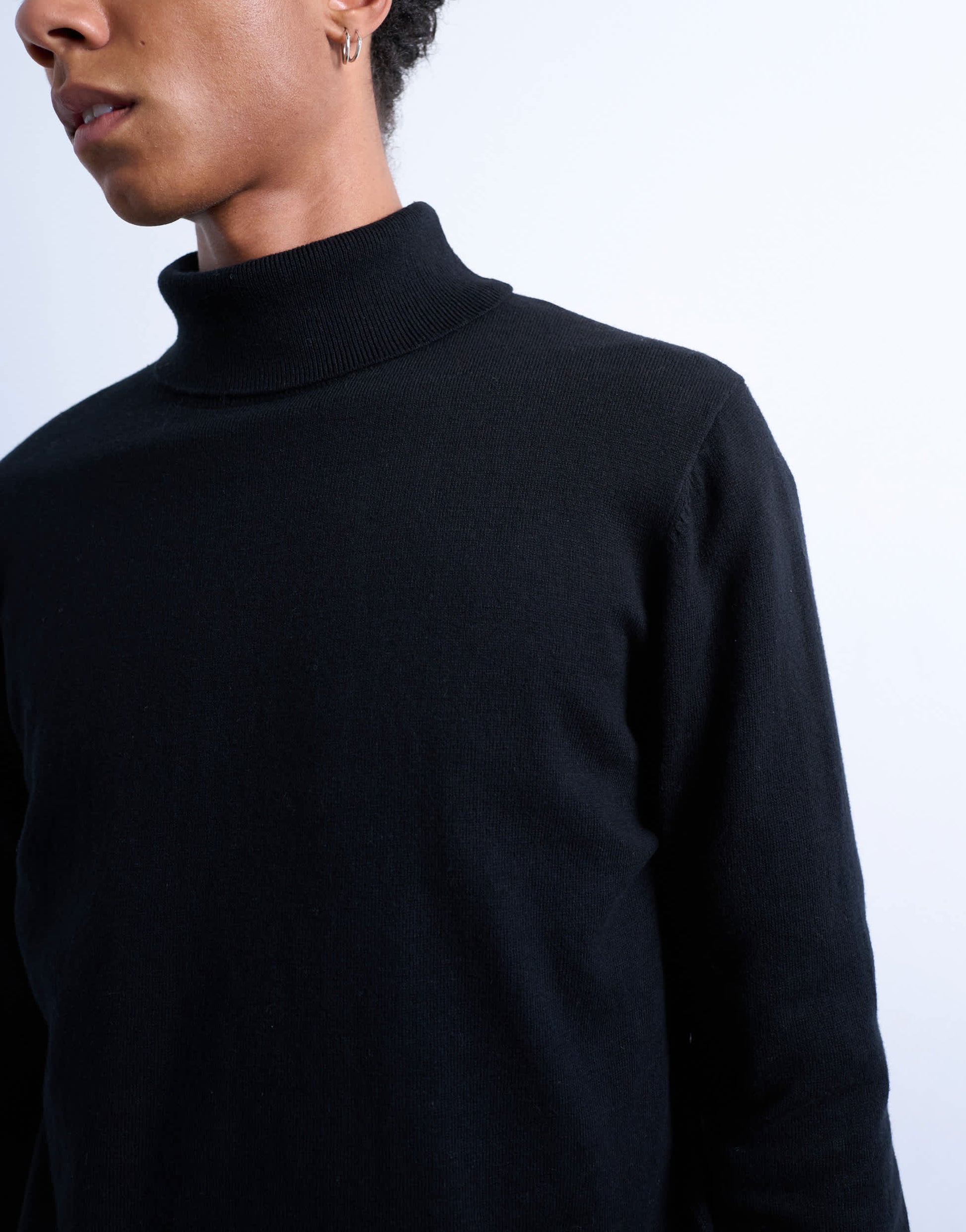 Topman essential knitted roll neck in black