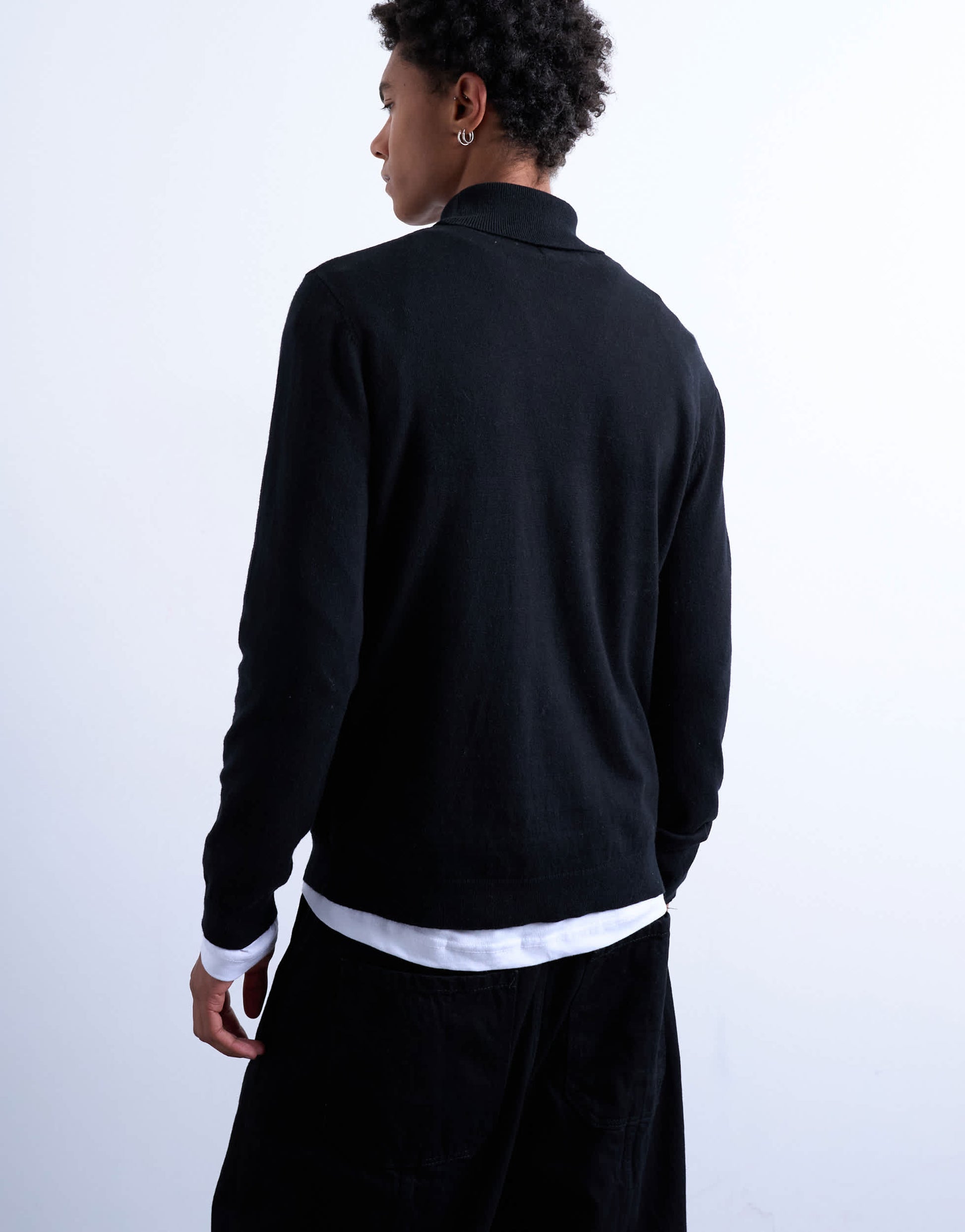 Topman essential knitted roll neck in black