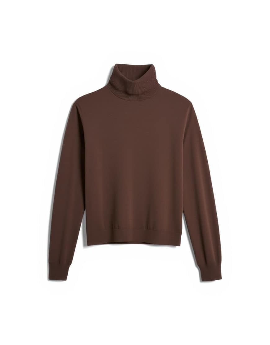 Topman essential knitted roll neck in brown