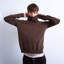Col roulé en maille Topman Essential marron