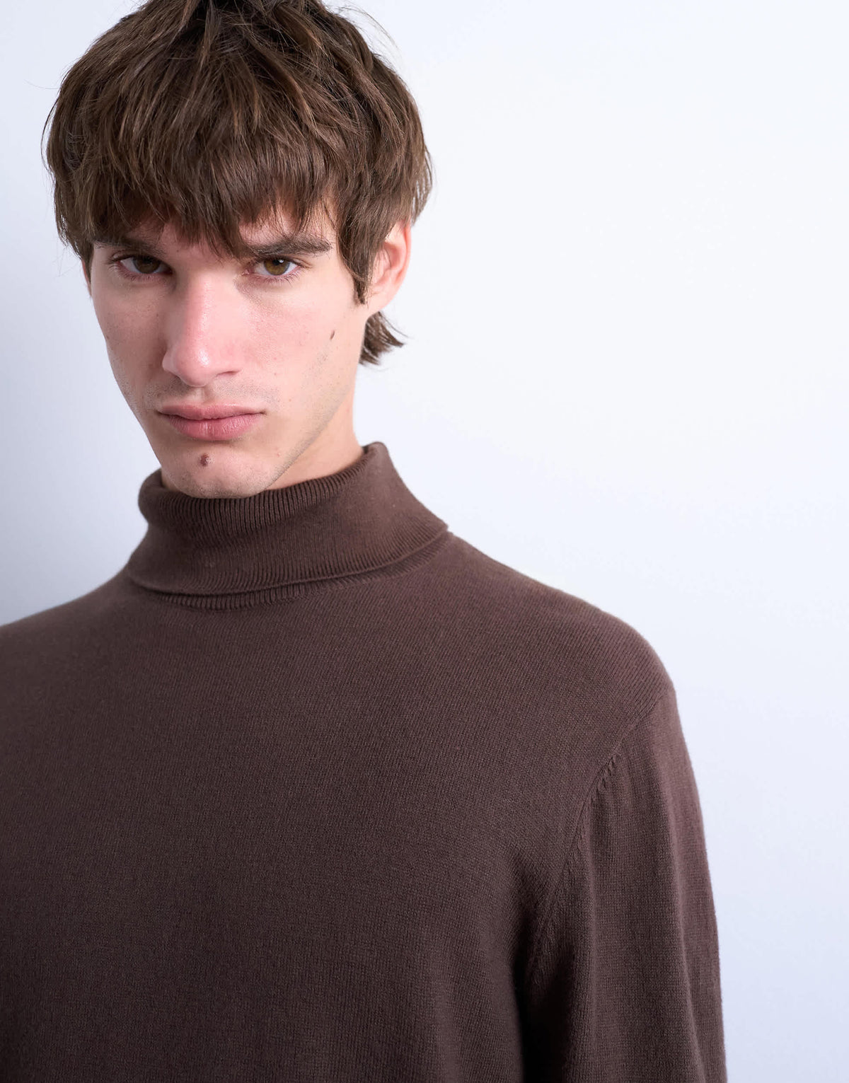 Topman essential knitted roll neck in brown