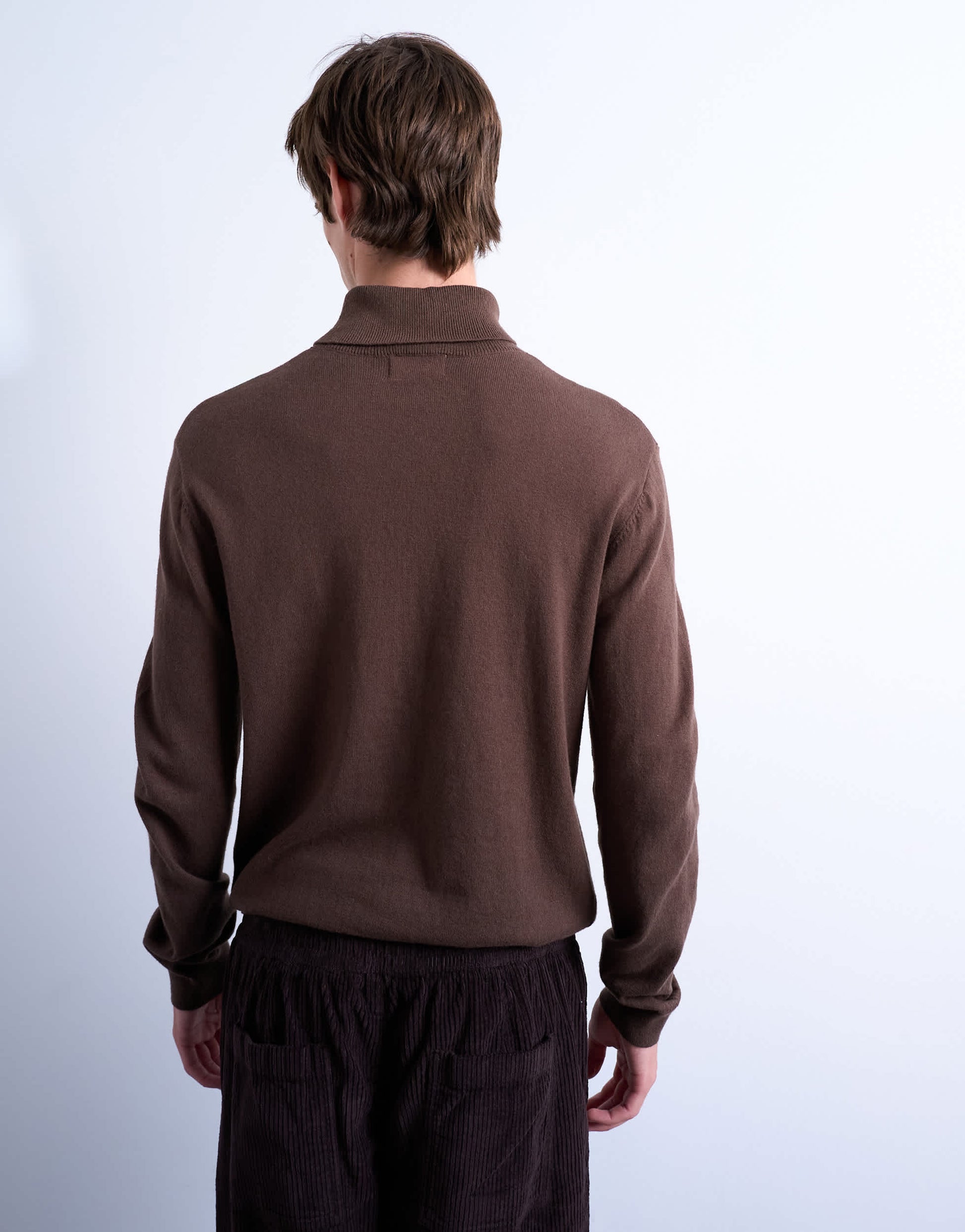 Topman essential knitted roll neck in brown