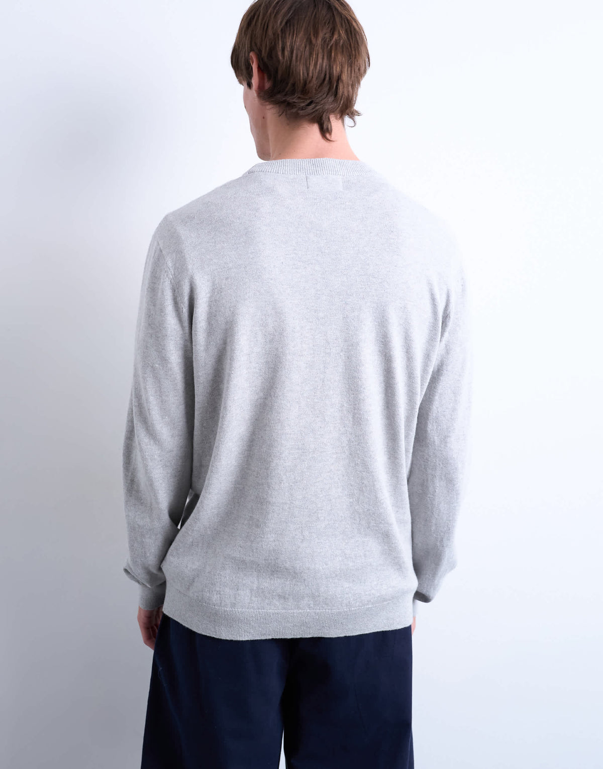 Topman essential knitted crew neck in light grey