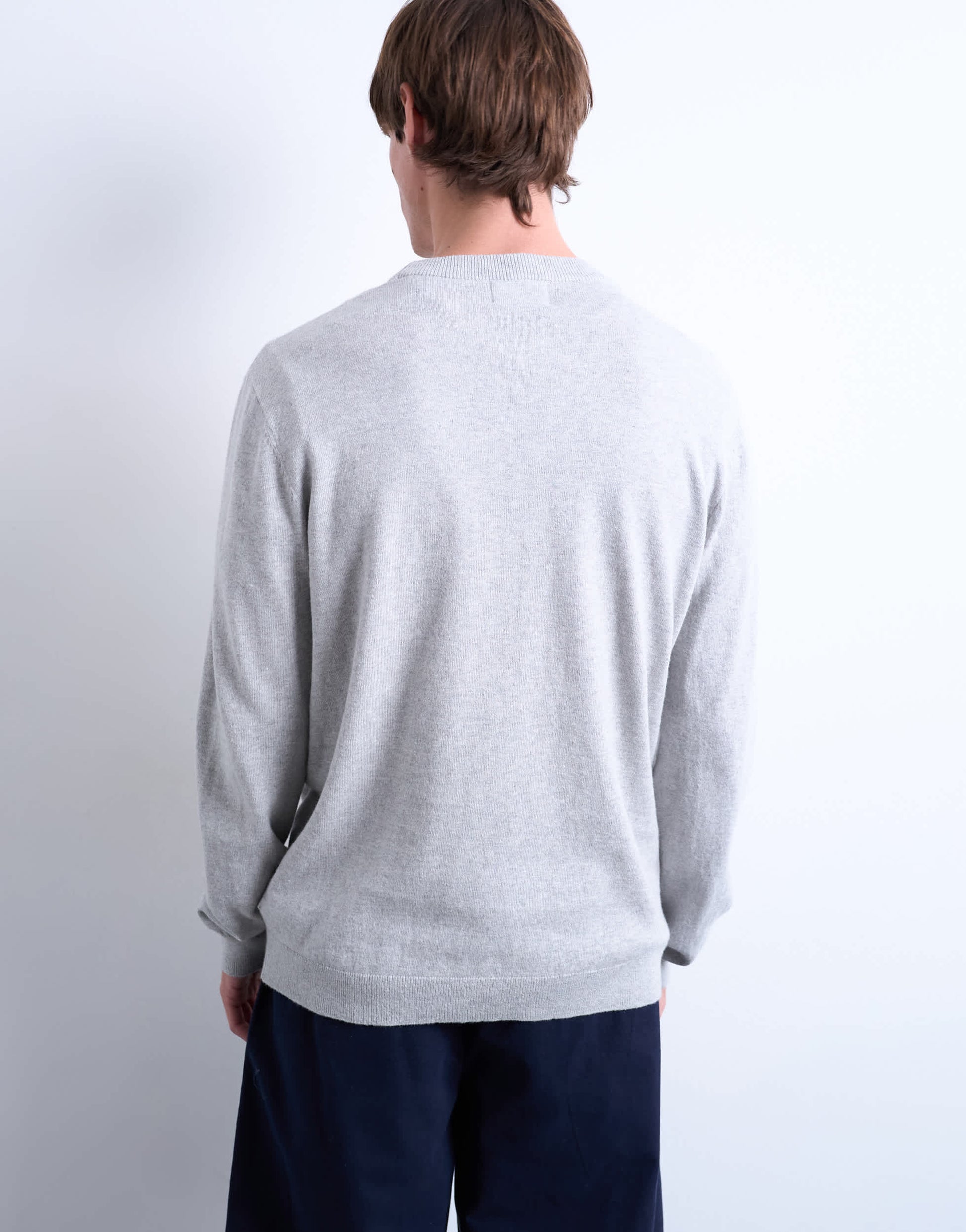 Topman essential knitted crew neck in light grey
