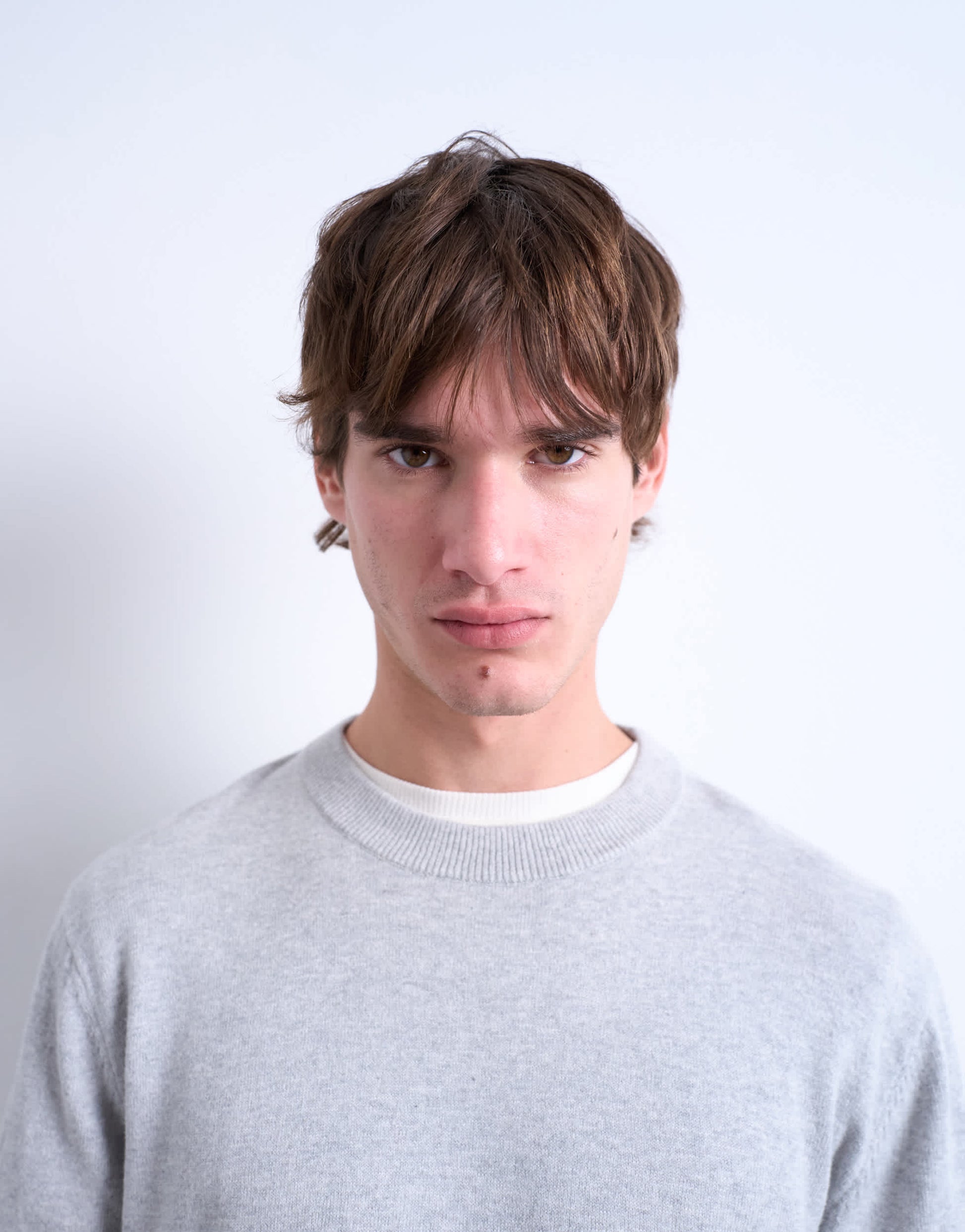 Topman essential knitted crew neck in light grey