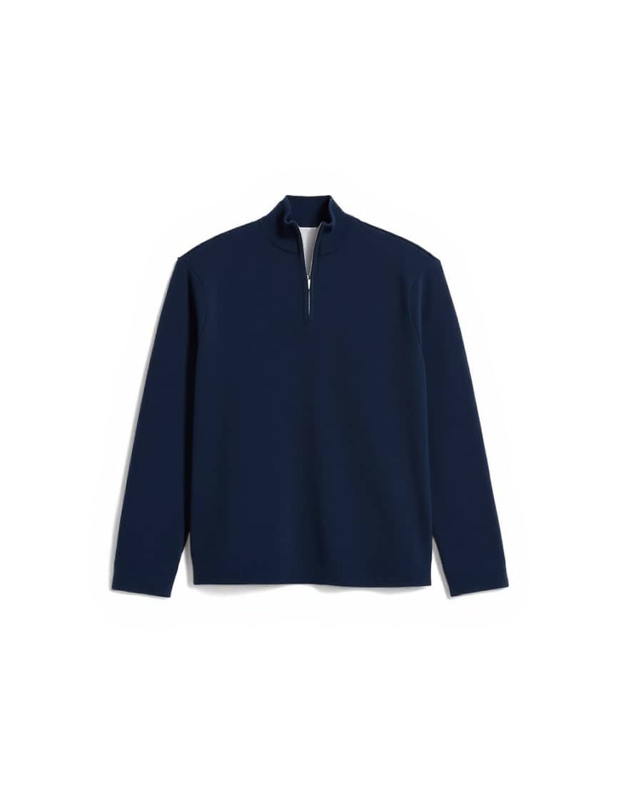 Topman essential knitted 1/4 zip funnel in navy
