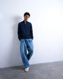 Topman essential knitted 1/4 zip funnel in navy
