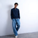 Topman essential knitted 1/4 zip funnel in navy