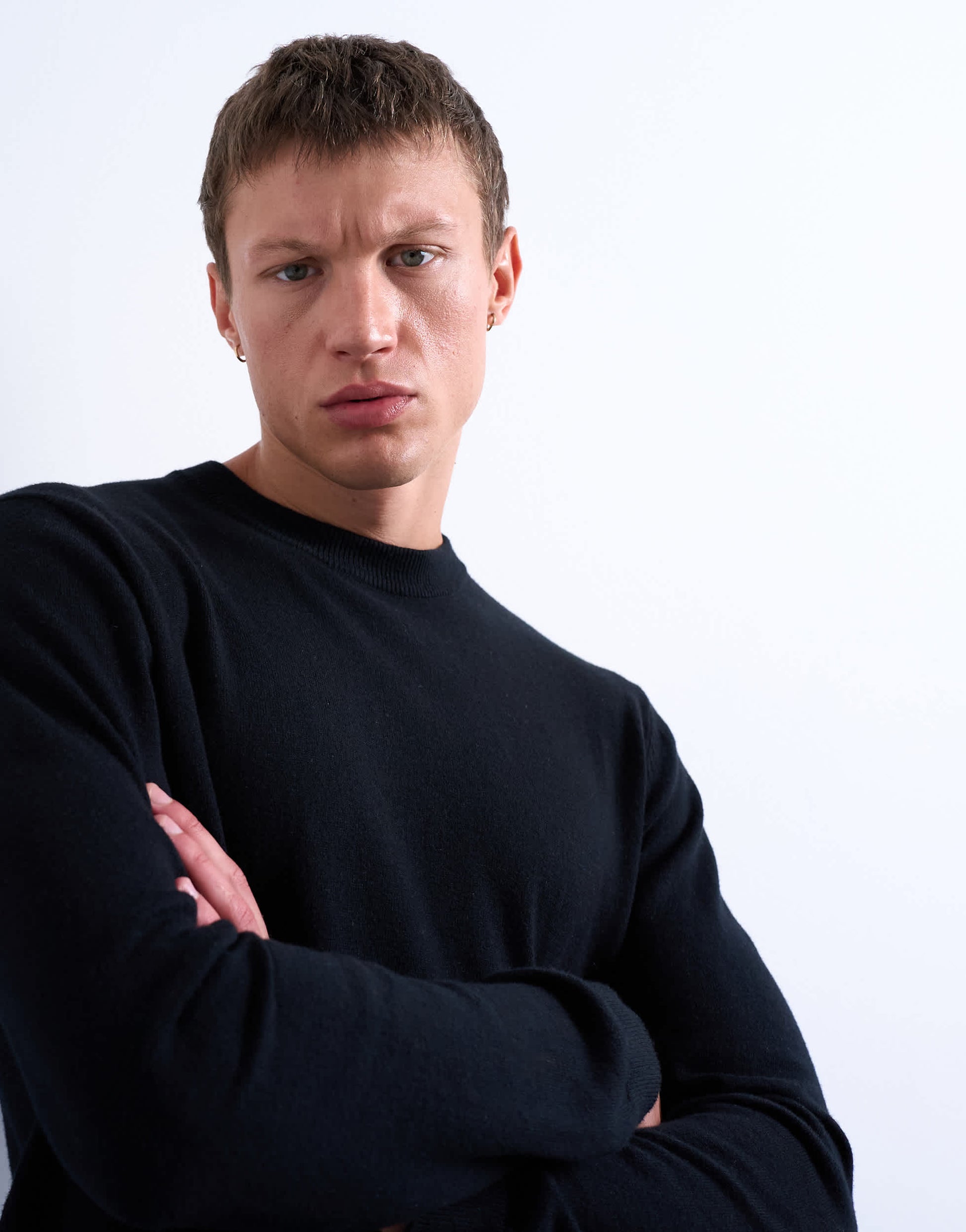 Topman essential knitted crew neck in black
