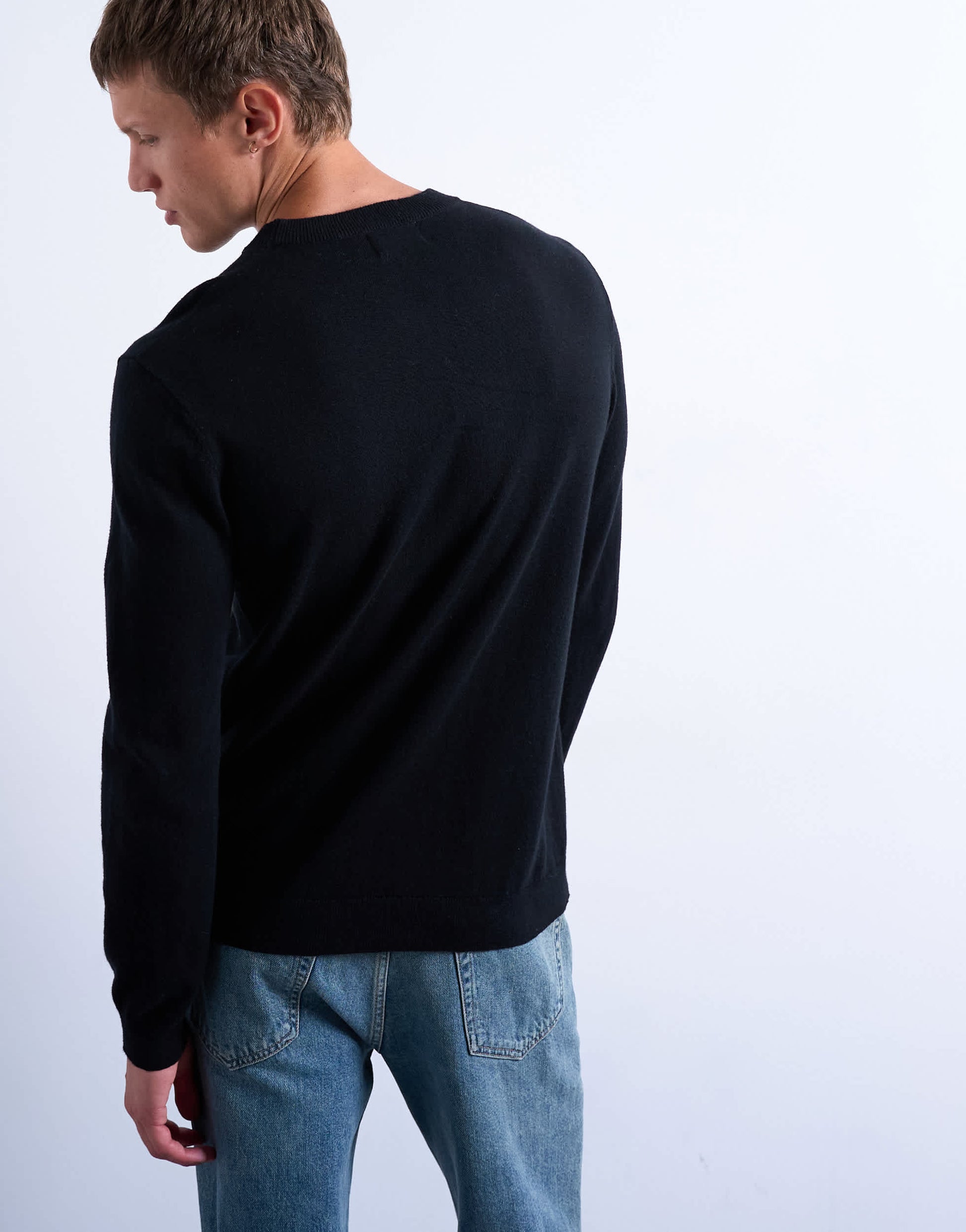 Topman essential knitted crew neck in black