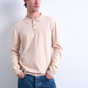 Topman essential knitted button polo in stone