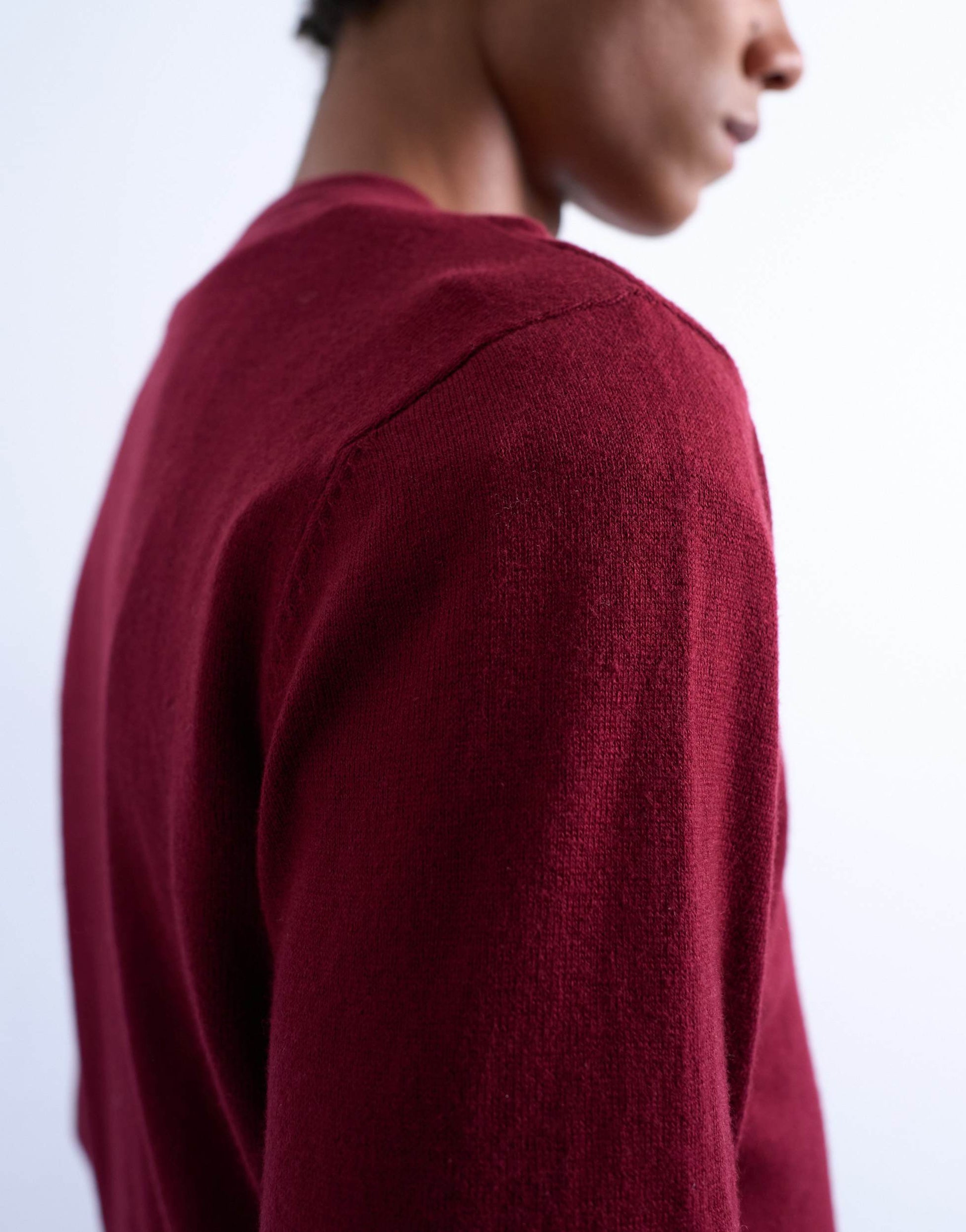 Topman essential knitted crew neck in burgundy