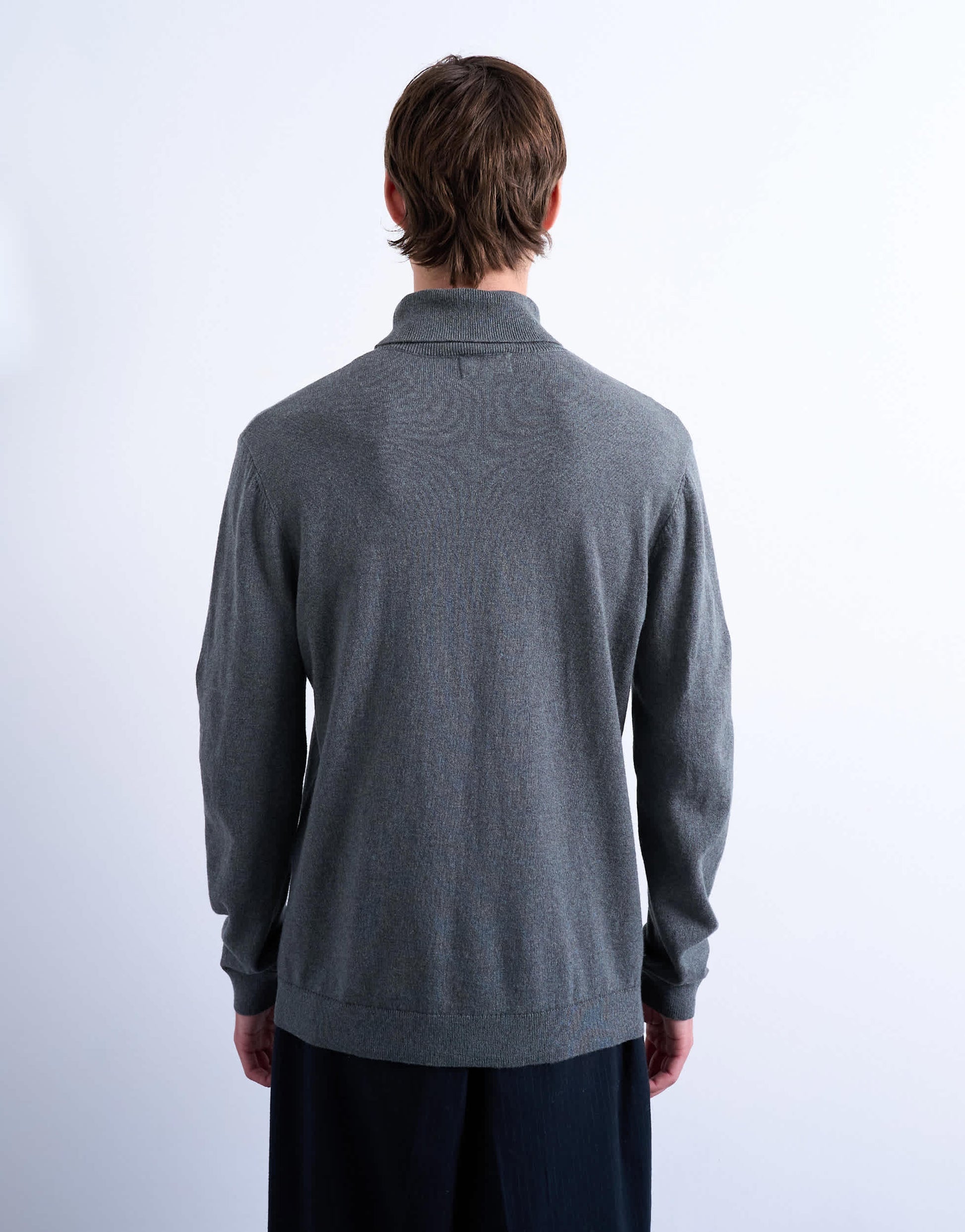 Topman essential knitted roll neck in charcoal