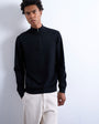 Topman essential knitted 1/4 zip funnel in black