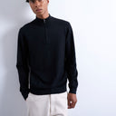 Topman essential knitted 1/4 zip funnel in black