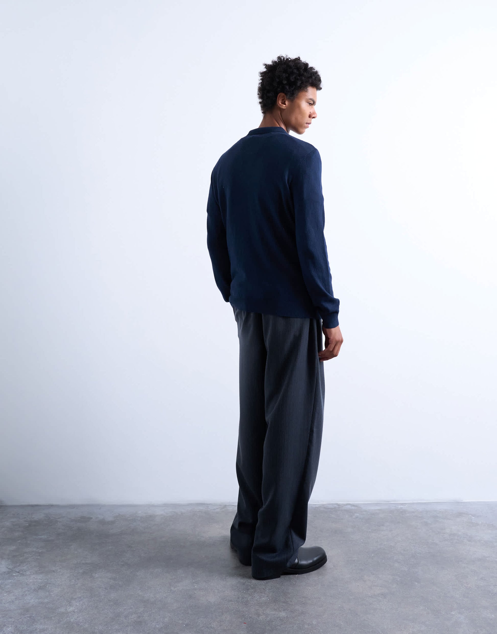 Topman essential knitted zip polo in navy