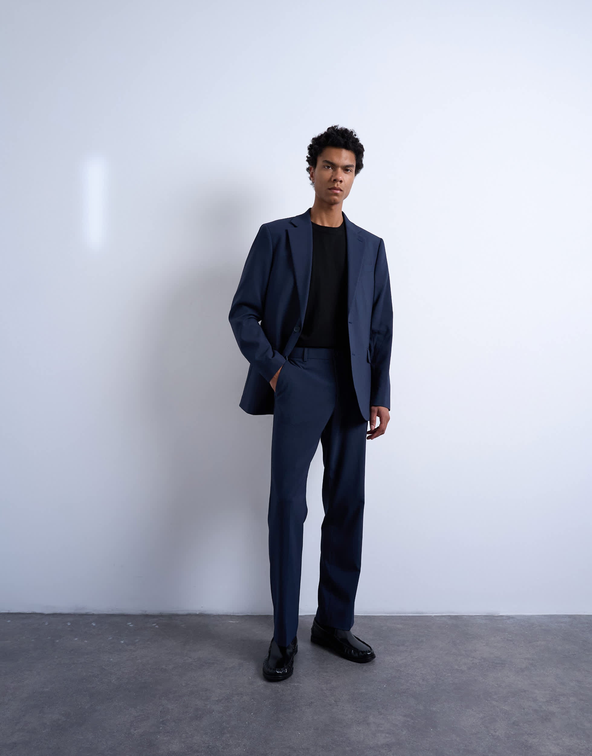 Topman Anzughose aus Wollmischung in Marineblau