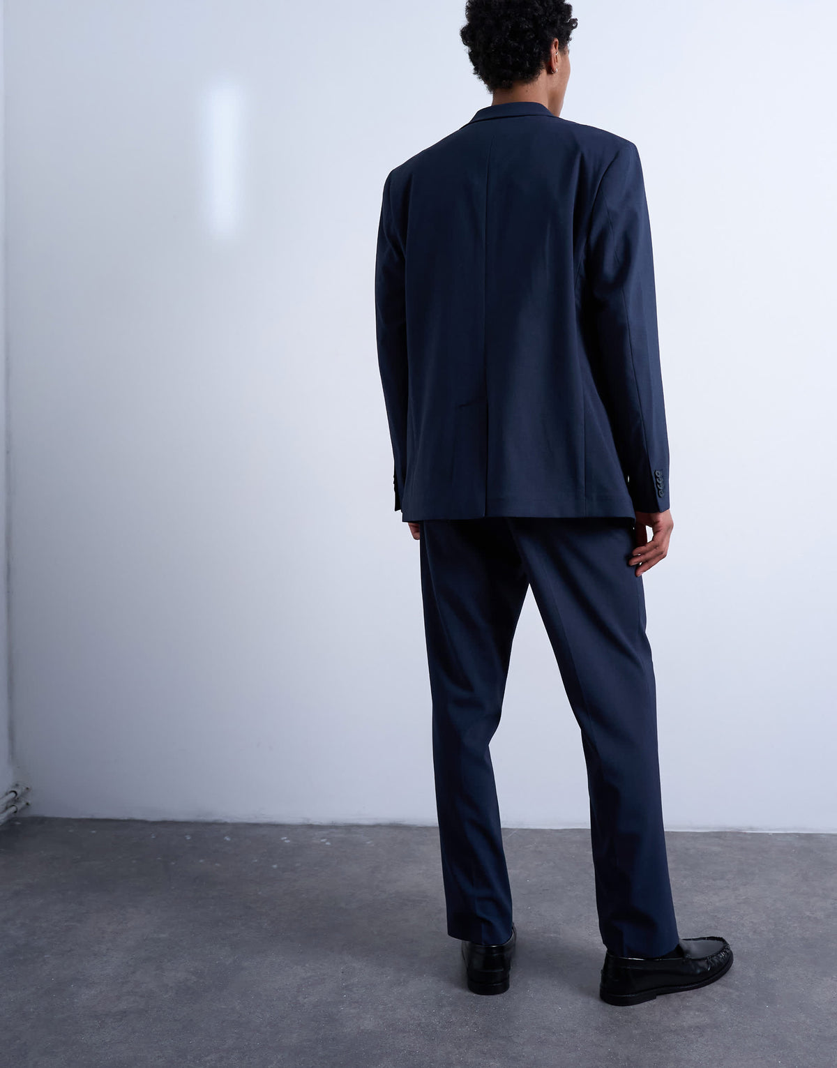 Topman straight wool touch suit trousers in navy