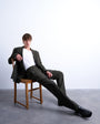 Topman straight wool touch trousers in dark green