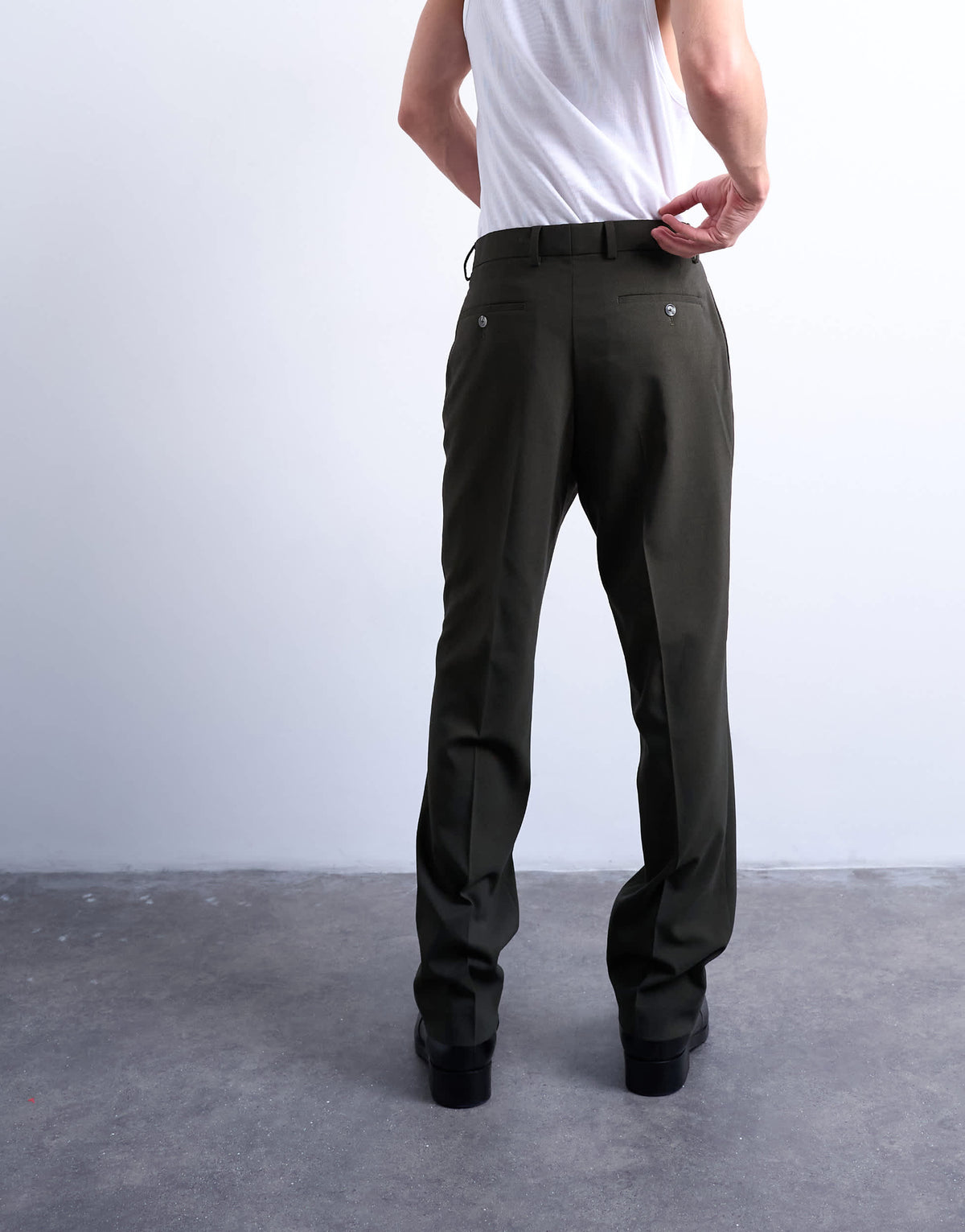 Topman straight wool touch trousers in dark green