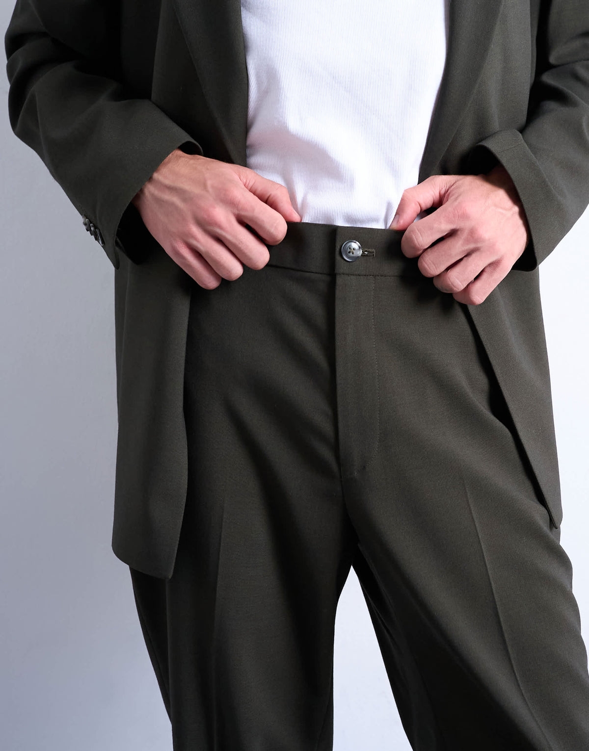 Topman straight wool touch trousers in dark green