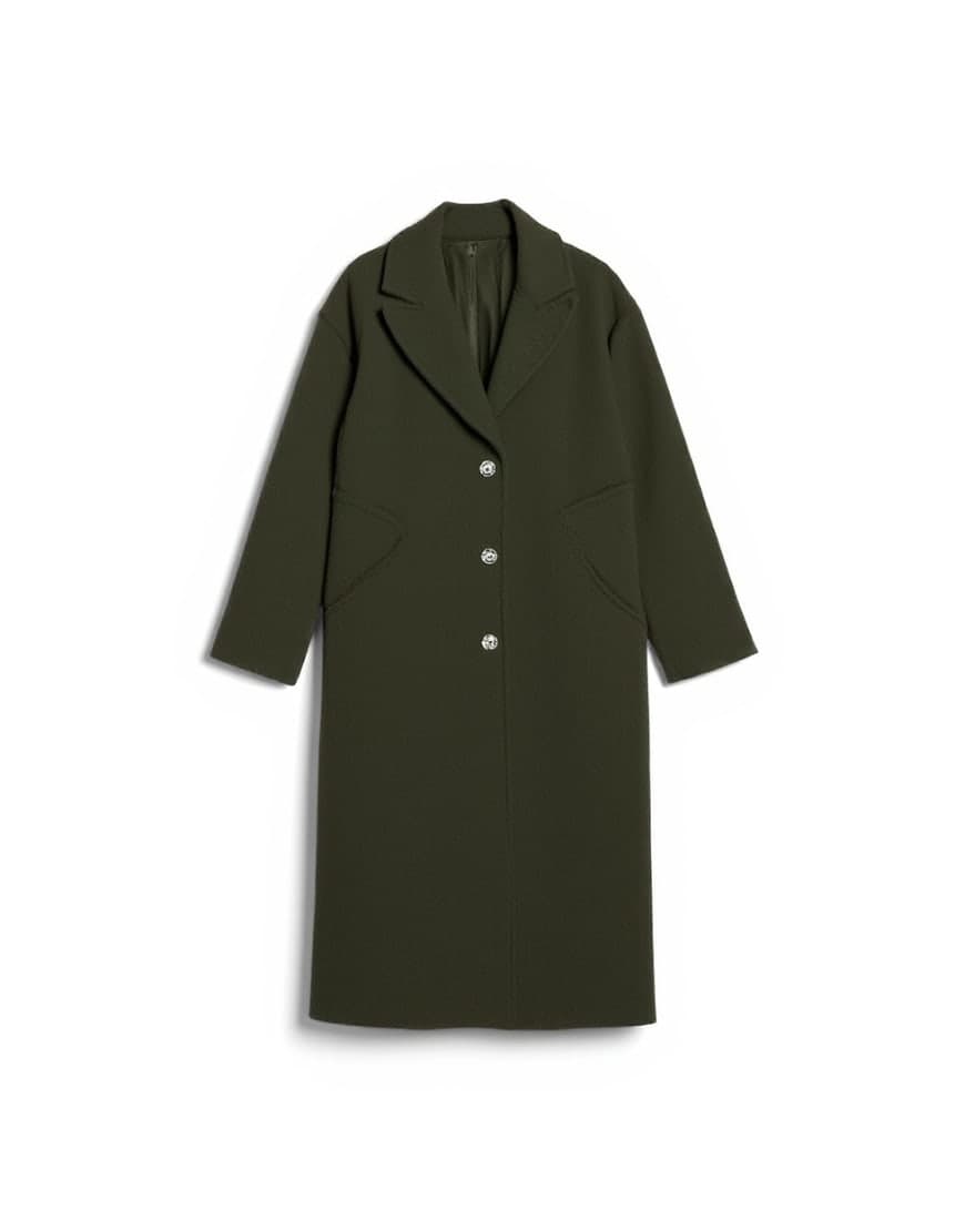 Topshop brushed unlined dropped shoulder clean chuck on coat with wool in khaki