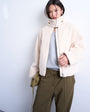 Topshop funnel boucle tab detail bomber in cream