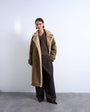 Topshop formal longline shearling coat in khaki