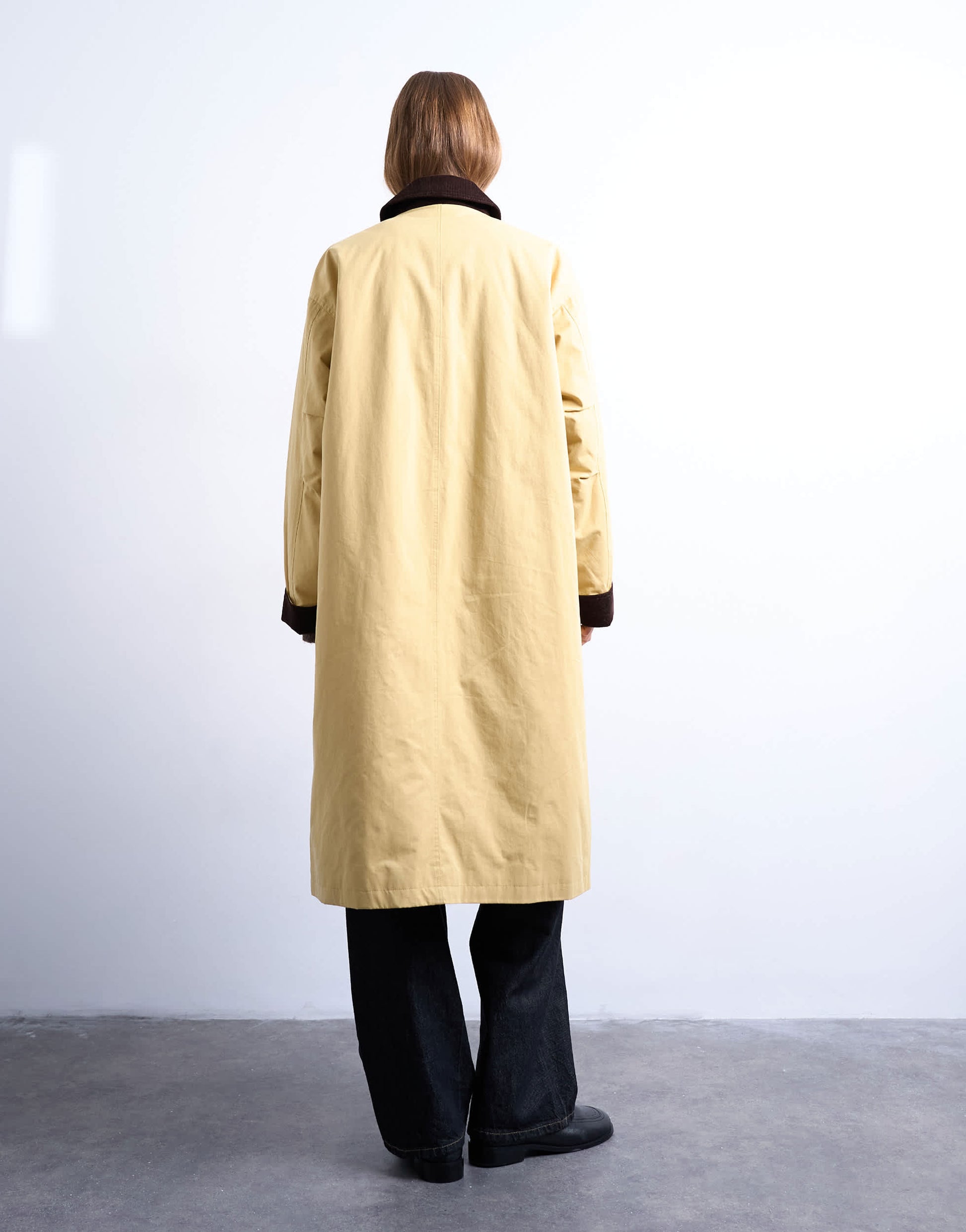 Topshop contrast collar longline shacket in mustard