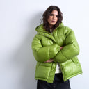 Topshop Hochglanz-Steppjacke aus Ripstop-Gewebe mit Stehkragen in leuchtendem Grün