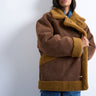 Topshop faux shearling oversized car coat in brown