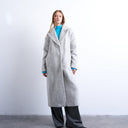 Topshop brushed unlined dropped shoulder clean chuck on coat with wool in grey marl