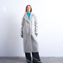 Topshop manteau lisse à épaules tombantes, sans doublure et brossée, en laine gris chiné