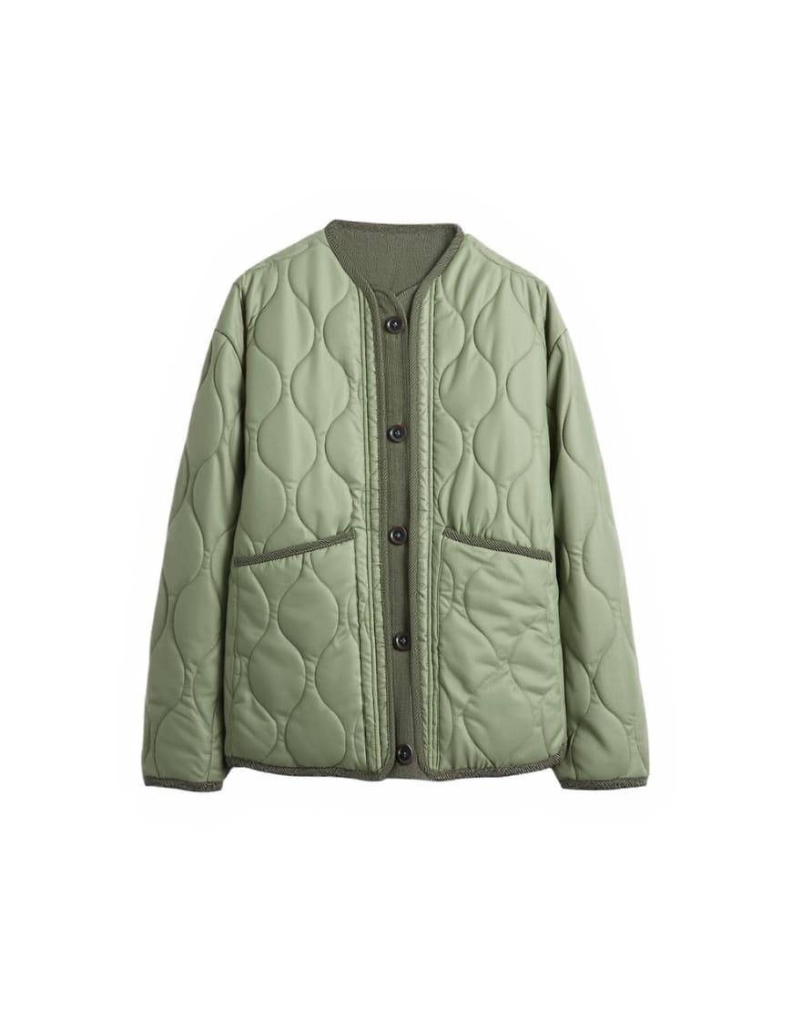 Topshop oversized placket two tone liner jacket in dark khaki 