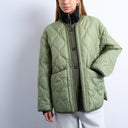 Topshop oversized placket two tone liner jacket in dark khaki 