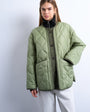Topshop oversized placket two tone liner jacket in dark khaki 