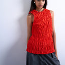 Topshop shirred tank top in red