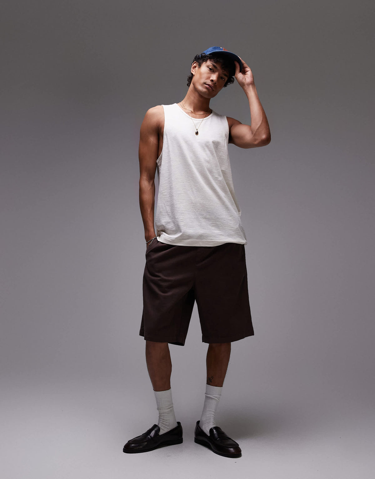 Topman slub linen blend vest in ecru