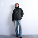 Topshop oversized funnel shearling aviator in black