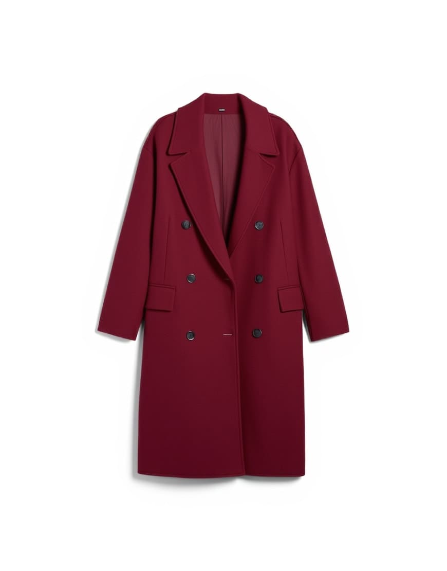 Topshop clean double breasted longline coat in burgundy