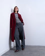 Topshop clean double breasted longline coat in burgundy