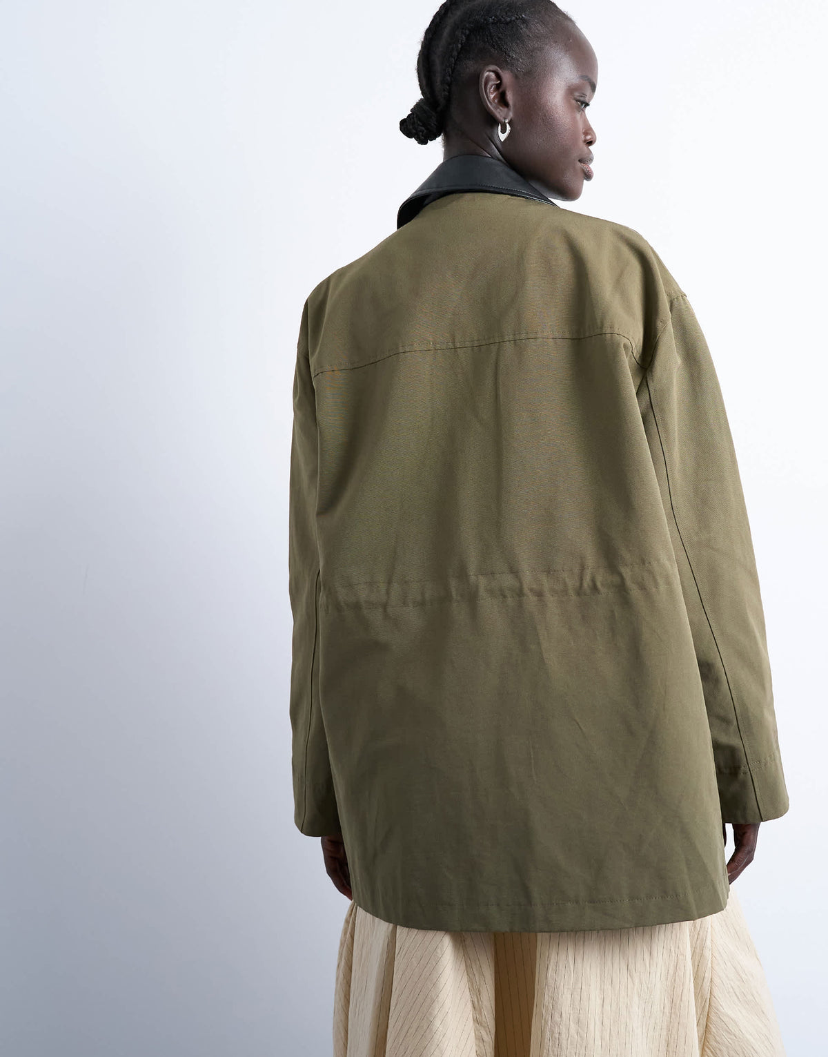 Topshop shacket with patch pocket in dark green